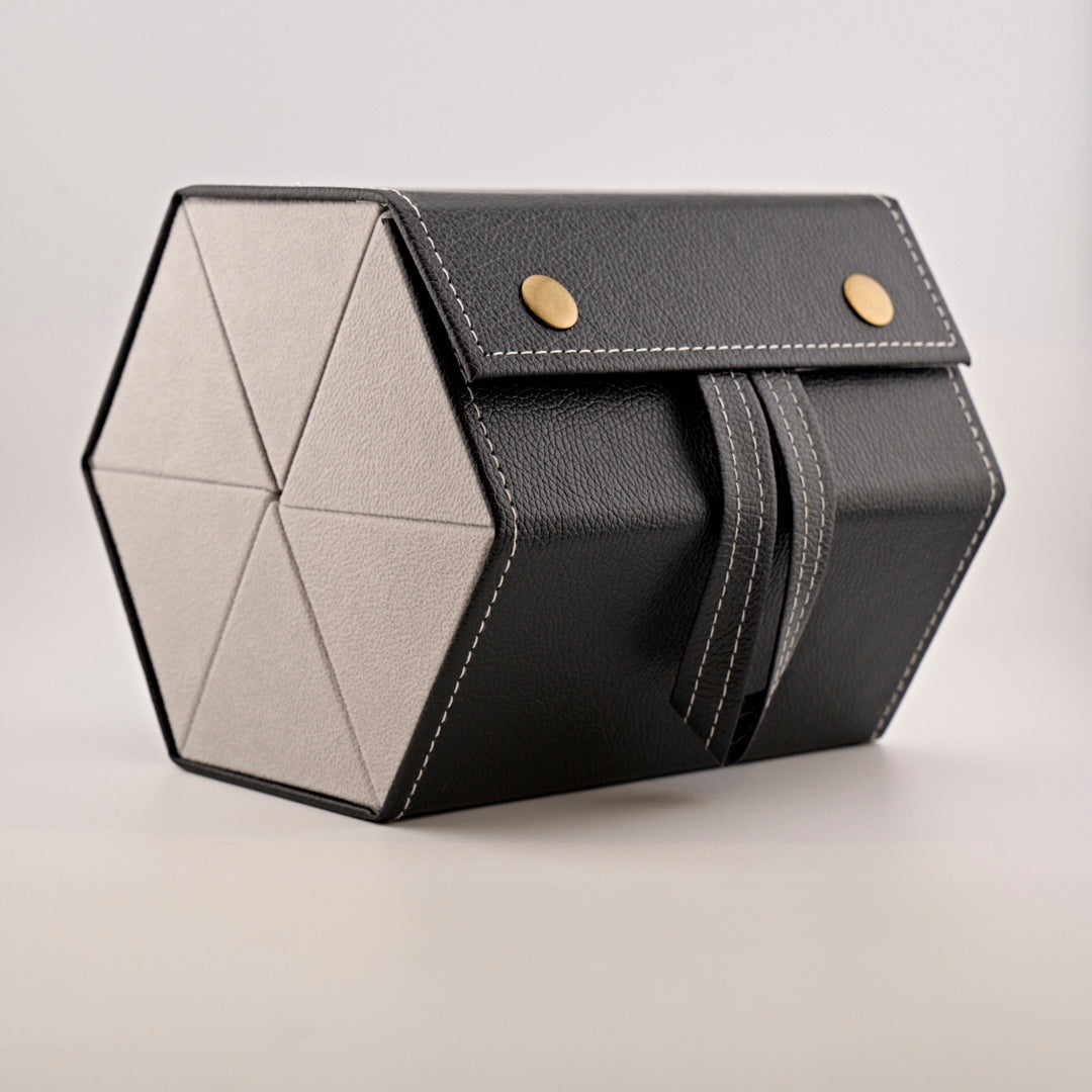 Custodia portaocchiali in ecopelle 6 scomparti nero