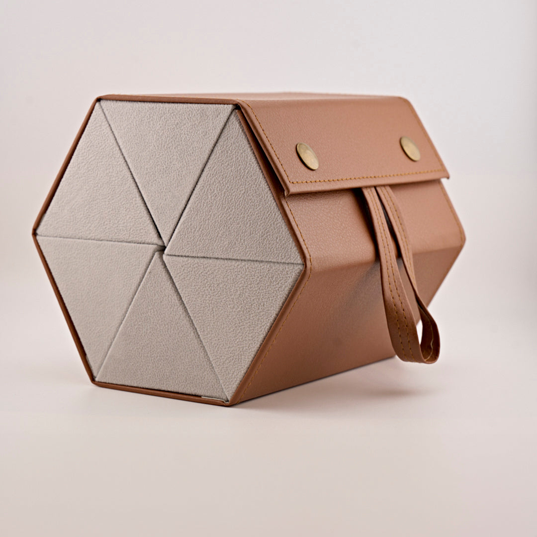 Custodia portaocchiali in ecopelle 6 scomparti cuoio