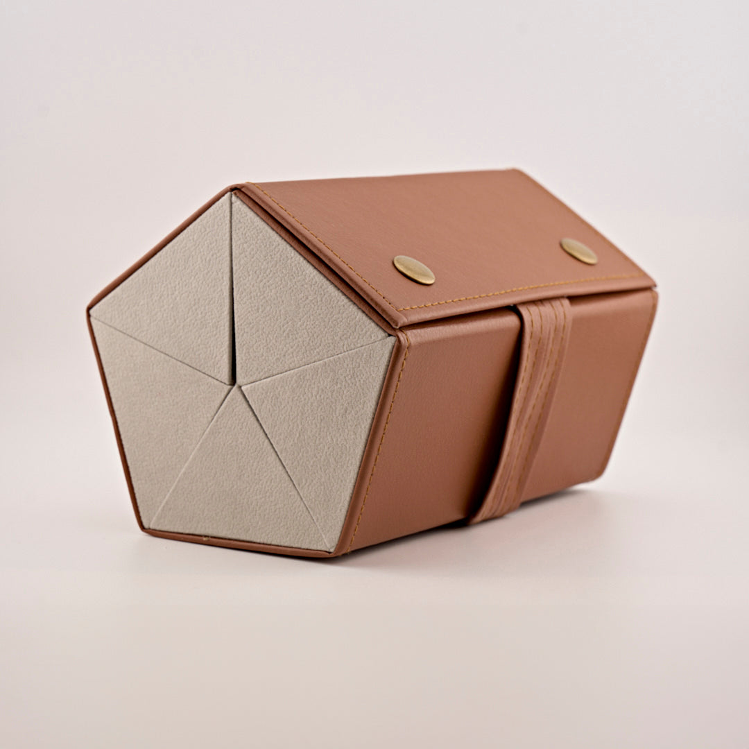 Custodia portaocchiali in ecopelle 5 scomparti cuoio