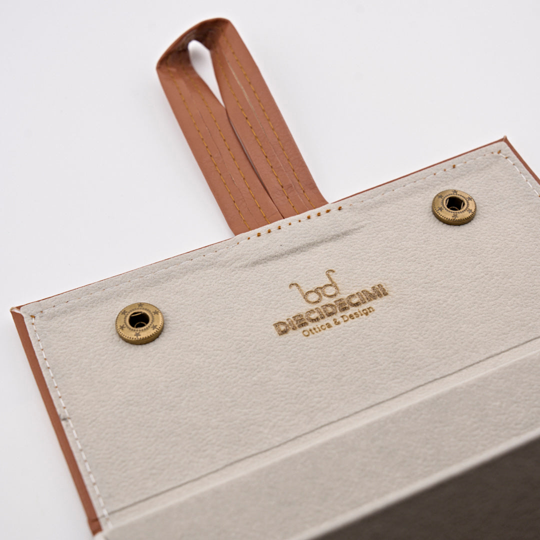 Custodia portaocchiali in ecopelle 4 scomparti cuoio