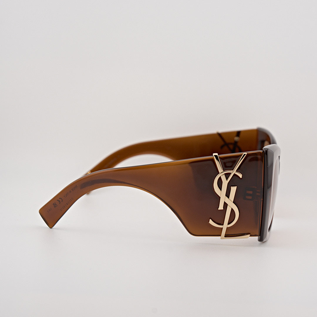 SAINT LAURENT BLAZE CRYSTAL transparent cognac brown